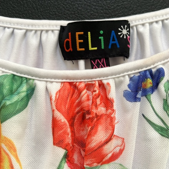 dELiA*s Dolls‎ Kill Floral Dress - White with Red, Blue, Yellow Flowers - Picture 2 of 3
